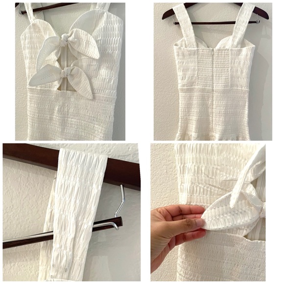 NWT Rebecca Vallance Cut Out Bow Seersucker Midi Dress Summer Resort US Size 2 - Picture 12 of 14